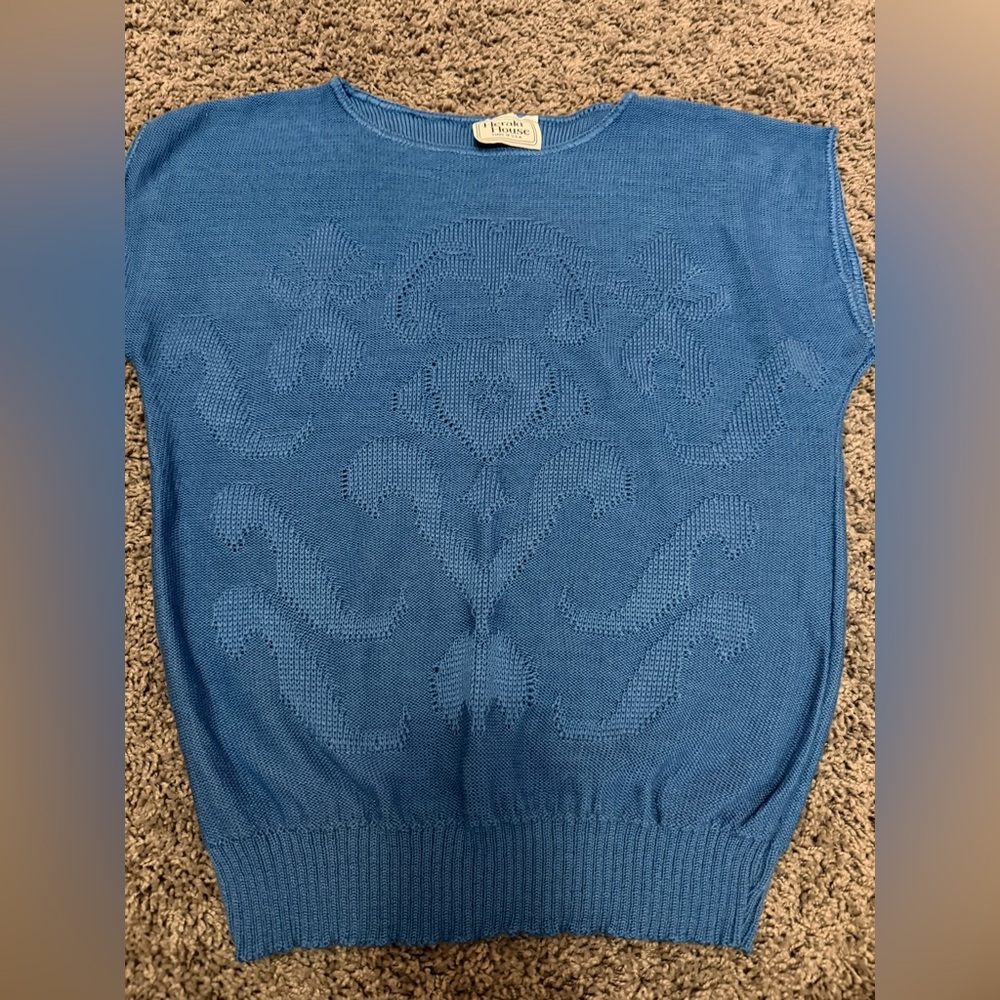 Vintage Herald House Royal Blue Cap Sleeve Sweater